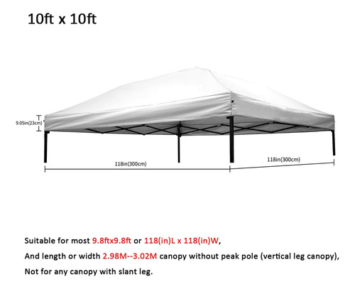 Toldo De Repuesto 3 X 3 Metros Color Blanco Con Revestimient