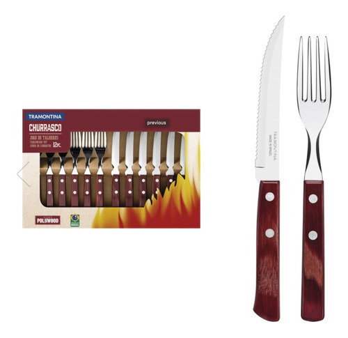 Cubiertos Tramontina 12pz Cuchillo Tenedor Polywood Cocina