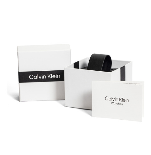 Reloj Hombre Calvin Klein 25200444 Distinguish Correa Azul Bisel Plateado Fondo Gris