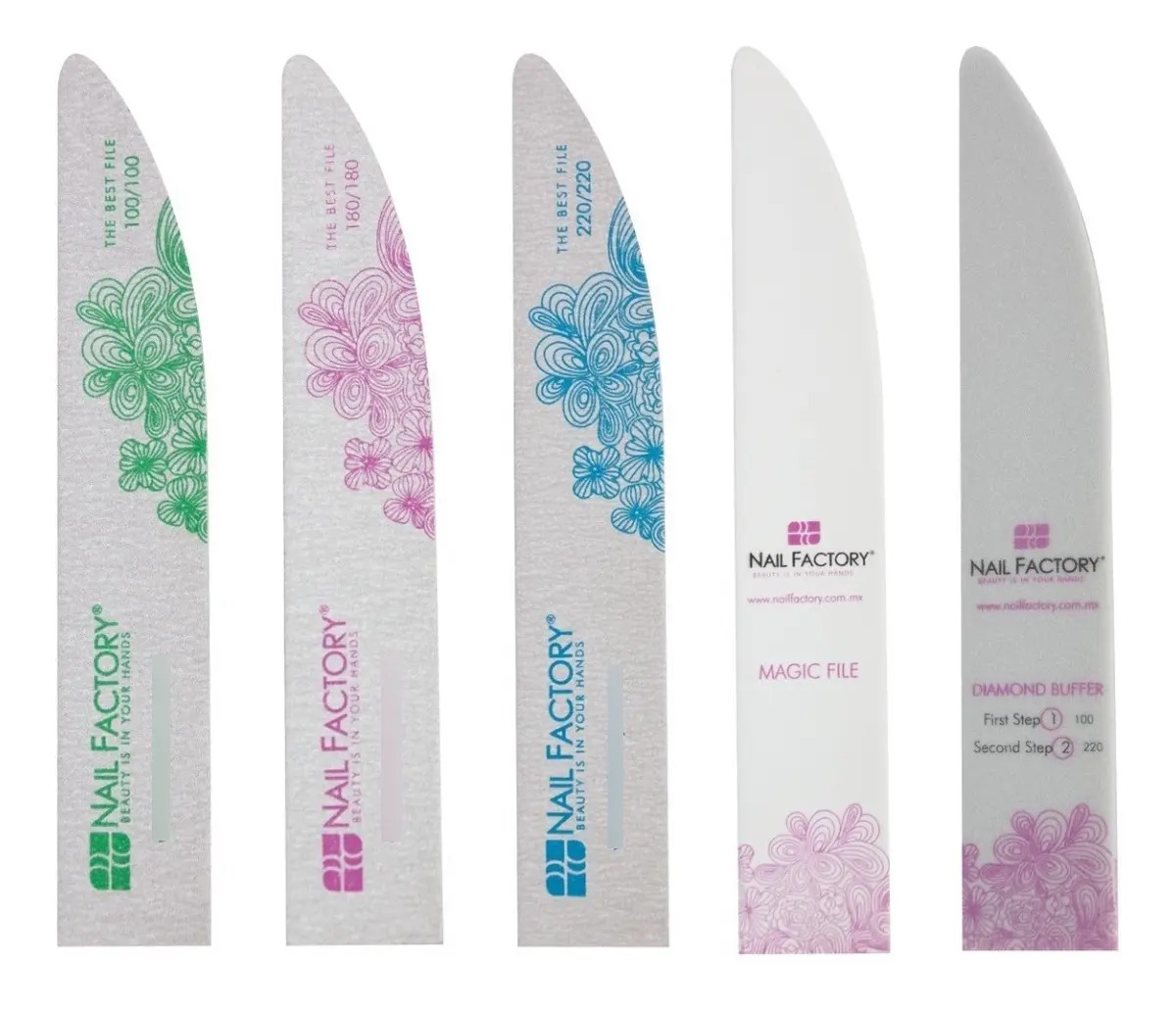 Pack 5 Limas Para Manicure Nail Factory, Buffer & Shine