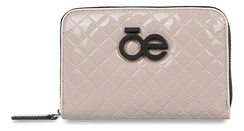 Cartera Cloe Mediana Para Mujer Cierre Sencillo Charol Color Beige