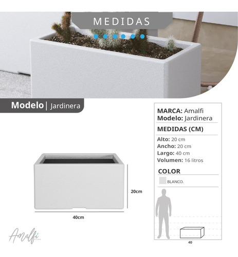 Maceta Plástica Rotomoldeada Jardinera N 40 Moderna Amalfi