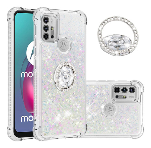 Funda Para Moto G10 / Para Moto G30 + Stand Glitter Rosa