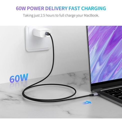 Cable Ugreen Usb-c A Usb-c Pd Fast Charging 60w 2m - Gris