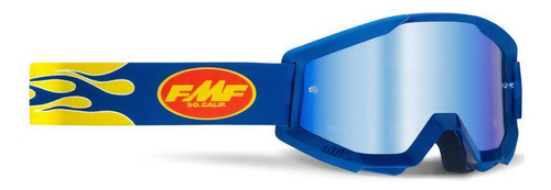 Oculos Motocross Fmf Powercore Flame Azul Espelhado