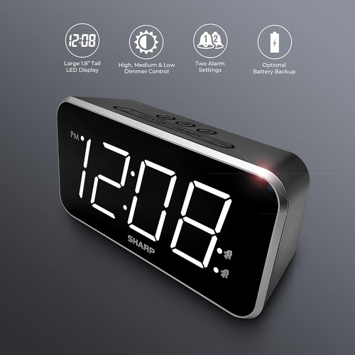 Reloj Despertador Sharp Jumbo Pantalla De Fácil Lectura...
