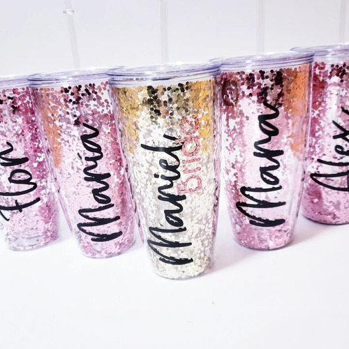 Vaso Glitter  Personalizado De 850 Ml Doble Pared