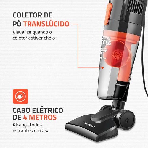 Aspirador De Pó Mondial Turbo Cycle Ap-35 Preto/laranja 220v Preto/laranja