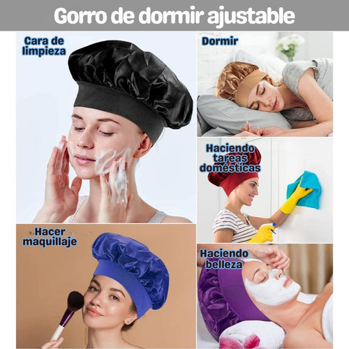 2 Gorro Satén Seda Dormir Sombrero Elástico Suave Calidad