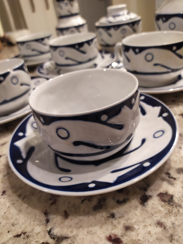 Juego De Tazas De Cafe O Castro Españolas Pintadas A Mano (Usado)