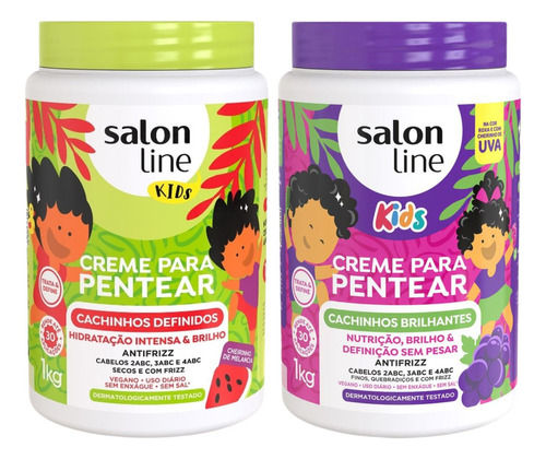 Kit Creme Para Pentear Salon Line Kids Melancia + Uva 1kg