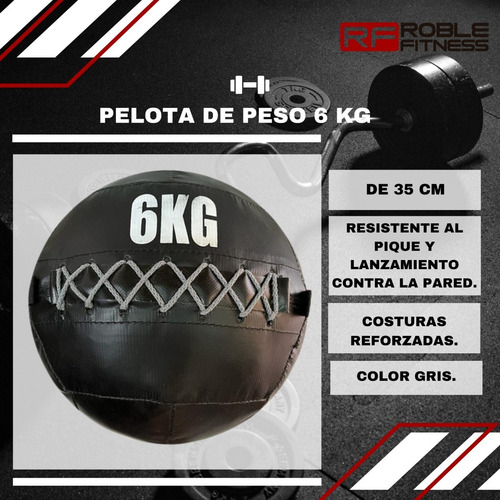 Imagen 3 de 8 de Medicine Ball 6 Kg Crossfit Pelota Sin Pique Reforzada