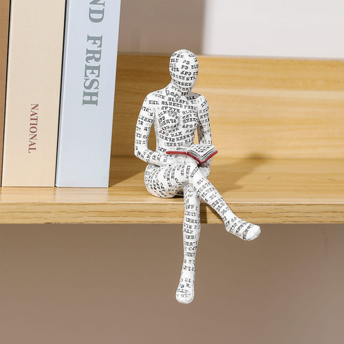 Figura de resina para mujer leyendo, 17 cm, color blanco
