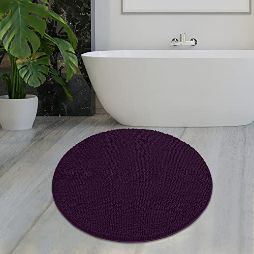 Soft Plush Chenille Round Bathroom And Area Rug, Absorb...