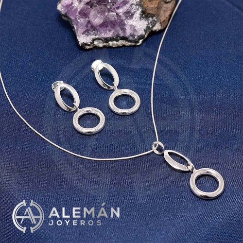 Padrísimo Juego De Aretes Y Dije De Plata .925 Modelo Karen