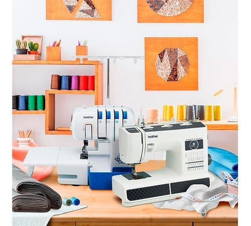 Pacote: Máquina de costura Brother St371hd + Overlock 3534dt, cor branca