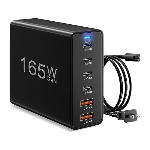 Cargador Rápido De 165w Usb C, 6 Puertos Rápido Gan 41jlb