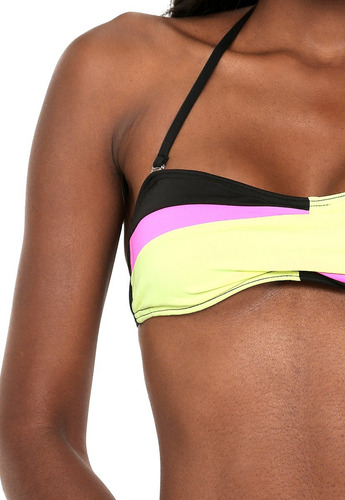 Top Bikini Marca Ardene Traje De Baño Negro Bloques Neón