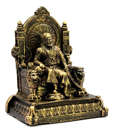 Estatua Chhatrapati Shivaji Maharaj En Resina Dorada 12 Cm