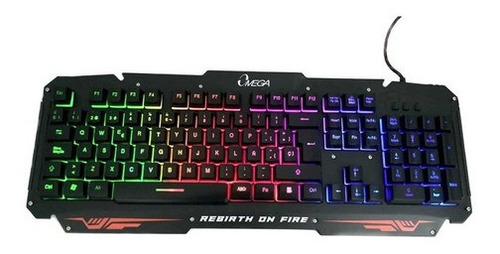 Teclado Gamer Gaming Rgb Led Letras Membrana Retroiluminado Negro Español Latinoamérica