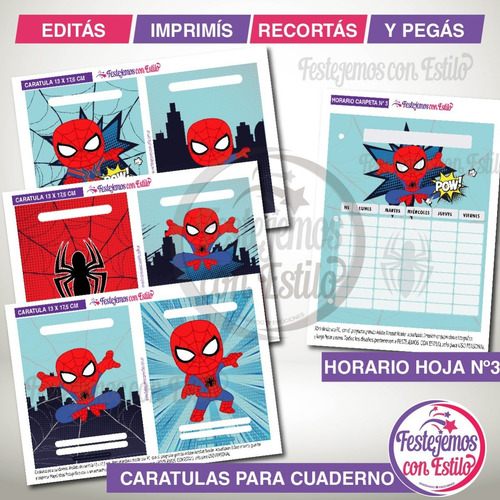 Kit Imprimible Separadores Y Caratulas Escolares Spiderman