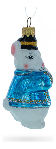 El Conejo Blanco Tiene Un Mini Adorno De Navidad De Vidrio