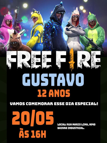 Convite Aniversário - Festa - Criança - Free Fire 01