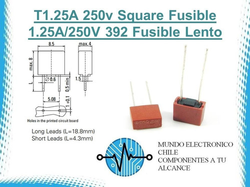 2 X T1.25a 250v Square Fusible 1.25a/250v 392 Fusible Lento