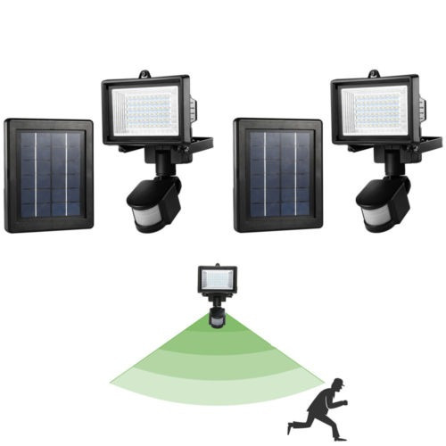 Le 2pack Recargable Solar Powered Led Flood Light Con Pir Mo