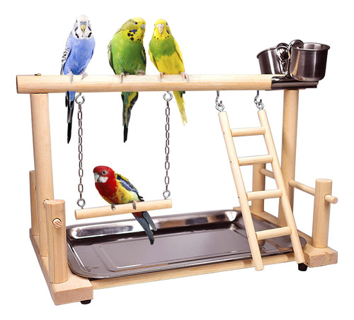 Kathson Parrots Playground Bird Perch Gym Playpen Con Escale