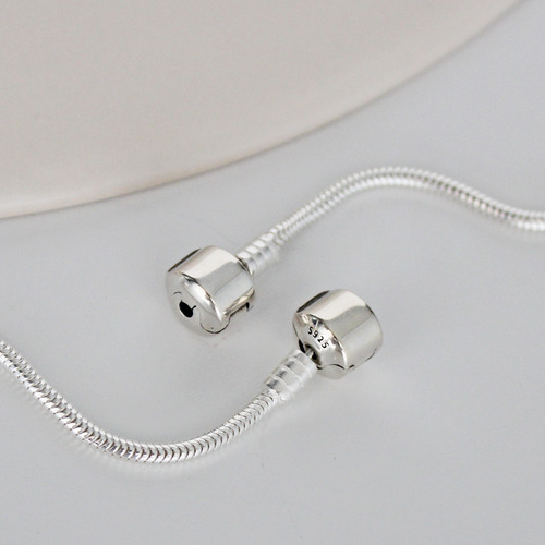 Pulseira Para Berloque Maleável Fecho Tambor Liso Prata 925
