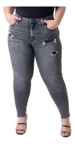 Jeans Skinny Con Strech Balam /tallas Extras, 6338 (gris)