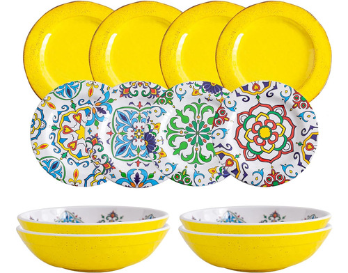 Platos Vajilla Set Melamina 12 Piezas 27.94 Cm Y Taz 1184659