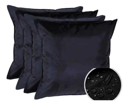 2 Almohadones Deco Exterior/interior Impermeables 40x40 Negro Liso