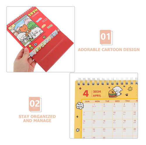 Calendario 2024, Calendario De Escritorio Con Dibujos Animad