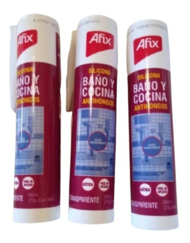 Cartucho De Silicona  Afix Transparente 280ml P/ 12 Unidades