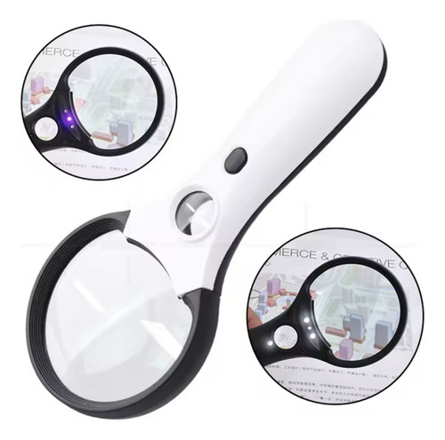 Lupa De Mano Lectura Gran Aumento Bolsillo Luz Blanca Led