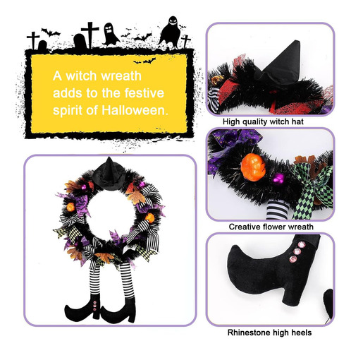 Corona De Halloween Para Puerta Con Patas De Bruja,