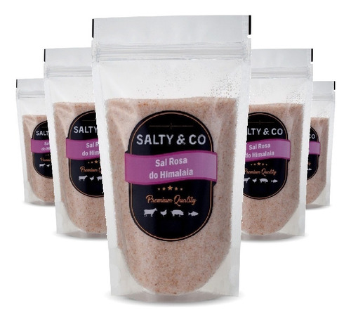 Kit 5 Und Sal Rosa Fino Salt & Co 500g