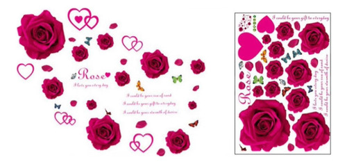 Hermosa Calcomanía De Pared, Calcomanías De Rosas Rojas