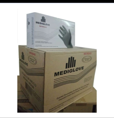 Guantes Nitrilo Negro Mediglove Reforzado Anmat Cajón X 1000 Talle Xl