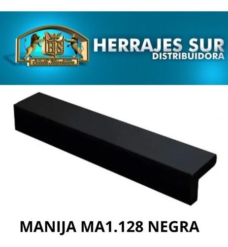 Imagen 3 de 7 de Manija Tirador Mueble Cocina Aluminio Negro Ma1.128 Emr