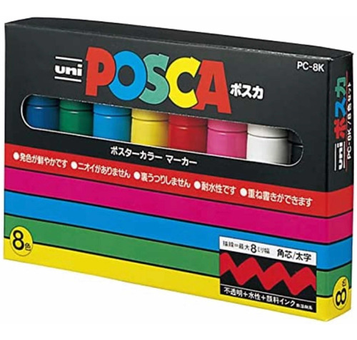 Imagen 1 de 4 de Set Marcadores Posca 8k 8 Colores Original Japonés - Pc 5k8c