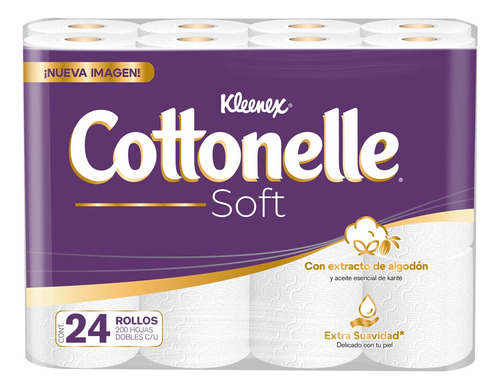 Papel Higiénico Kleenex Cottonelle Soft 24 Rollos 200 Hd C/u