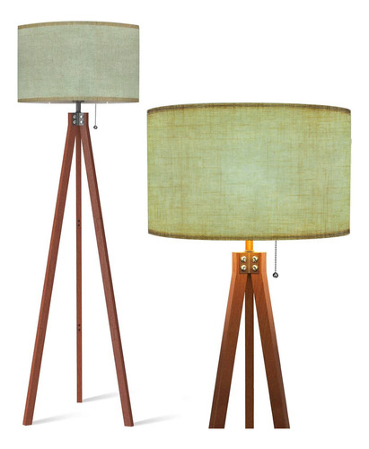 Lámpara De Pie Con Trípode De Madera Celadón Grunge Espuma