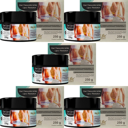 Kit 5 Gel Lipo Redutor Queimador De Gordura Termo Mary Life