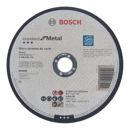 Disco De Corte Para Metal Bosch Standard 7 Pol 180x3,0mm