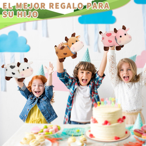 3pcs Muñeca Felpa Vaca Sonriente, Juguete Con 50 Pegatinas