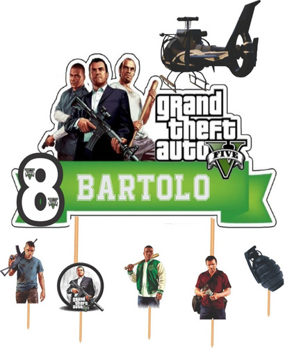 Cake Topper Adorno Torta Personalizado De Gta Grand Theft