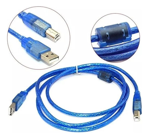 Cable Impresora Usb 2.0 Mallado Filtro Largo 5 Metros